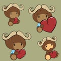 Sweet lovely baby oxen cartoon set