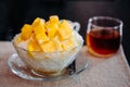 Sweet mango Binsu Korean shaved ice snow dessert