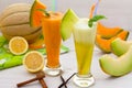 Sweet melon juice and smoothie Royalty Free Stock Photo