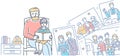 Sweet memory - colorful line design style illustration