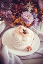 Sweet meringue with flower background