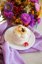 Sweet meringue with flower background