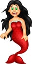 Sweet mermaid cartoon posing with smiling