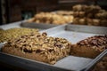 Sweet Middle East Baklava at the counter in the market