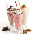 Sweet milkshakes isolated on white background Royalty Free Stock Photo
