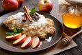 Sweet millet porridge with honey, apples and grated coconut