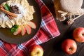 Sweet millet porridge with honey, apples and grated coconut Royalty Free Stock Photo