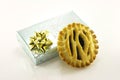 Sweet Mince Pie and Gift Royalty Free Stock Photo