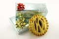 Sweet Mince Pie and Gifts Royalty Free Stock Photo