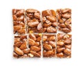 Sweet mini almond bars isolated on white background Royalty Free Stock Photo