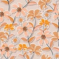 Sweet mood of cute Wild flower pattern florals. Botanical Motifs scattered random with shadow. Seamless vector texture. For Royalty Free Stock Photo