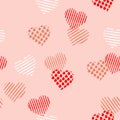 Sweet mood seamless Pattern fill in the heart shape with stripe ,polka dots in hand painting brush for valentines,design for Royalty Free Stock Photo
