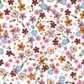 Sweet mood of small liberty blooming garden disy flowers seamless in vector ,Design for fashion,fabric,wallpaper,wrappinf,cover