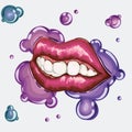 Sweet mouth biting lip. Royalty Free Stock Photo