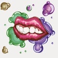 Sweet mouth biting lip. Royalty Free Stock Photo