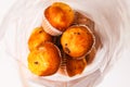 Sweet muffin cup cakes closeup on white background Royalty Free Stock Photo
