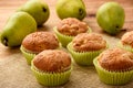 Sweet muffins with pears, ginger and cinnamon. Royalty Free Stock Photo