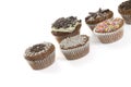 Sweet muffins on white background