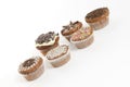 Sweet muffins on white background
