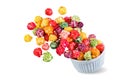 Sweet multicolor popcorn on a white isolated background Royalty Free Stock Photo