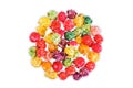 Sweet multicolor popcorn on a white isolated background Royalty Free Stock Photo