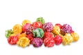 Sweet multicolor popcorn on a white isolated background Royalty Free Stock Photo