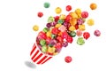 Sweet Multicolor popcorn on a white isolated background Royalty Free Stock Photo