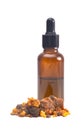 Sweet Myrrh Opoponax Essential Oil on a White Background