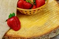 Sweet natural big rustic red ripe strawberries