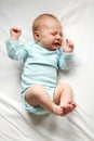 Sweet Newborn Baby Crying in Crib Royalty Free Stock Photo