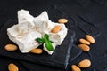 Sweet nougat with almonds Royalty Free Stock Photo