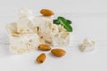 Sweet nougat with almonds Royalty Free Stock Photo