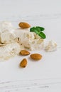 Sweet nougat with almonds Royalty Free Stock Photo