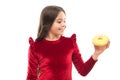 Sweet obsession. Happy childhood and sweet treats. Breaking diet concept. Girl hold sweet donut white background. Child