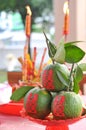 Sweet orange in Chinese style wedding ceremony Royalty Free Stock Photo