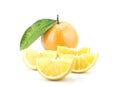 Sweet Orange Fruit with leaves Royalty Free Stock Photo