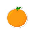 Ripe orange fruit clipart icon with leaf. Royalty Free Stock Photo