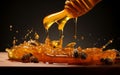 Sweet Overflow Captivating Sight of Honey Rising. Generative AI