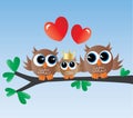 Newborn baby announcement cute owl family Royalty Free Stock Photo