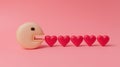 Sweet Pac-Man macaron with red hearts. AI generative Royalty Free Stock Photo
