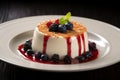 Sweet Pana cotta dessert plate. Generate Ai Royalty Free Stock Photo