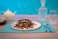 Sweet pancake with gianduja chocolate Royalty Free Stock Photo