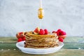 Sweet pancake tower Royalty Free Stock Photo