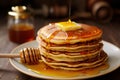 Sweet Pancakes honey. Generate Ai Royalty Free Stock Photo