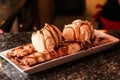 Sweet pancakes with ice cream and chocolate
