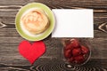 Sweet pancakes, strawberry, heart, card Royalty Free Stock Photo