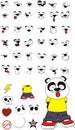 Sweet panda bear kid cartoon expressions set