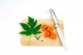 Sweet papaya slice on chopping bord Royalty Free Stock Photo