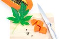 Sweet papaya slice on chopping bord Royalty Free Stock Photo
