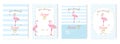 Sweet 18 party invitation cards set with flamingos, glitters and stars. Template design Royalty Free Stock Photo